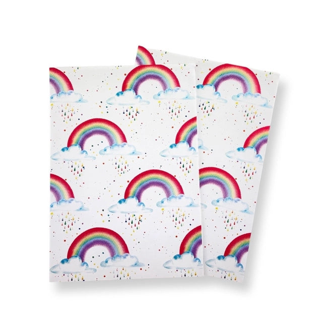 Geschenkpapier mit Regenbogen- und Regentropfen, mit Sonnenanhängern, Set