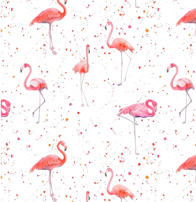 Geschenkpapier und Anhänger im Flamingo-Design