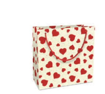 Geschenktasche Lovely rot Graspapier