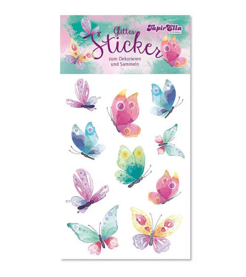 Glittersticker Schmetterling, 1 Stickerkarte