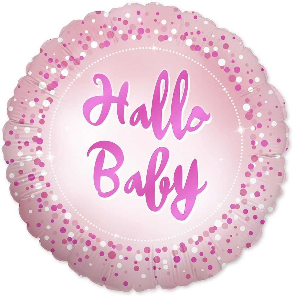 Folienballon Hallo Baby - baby rosa