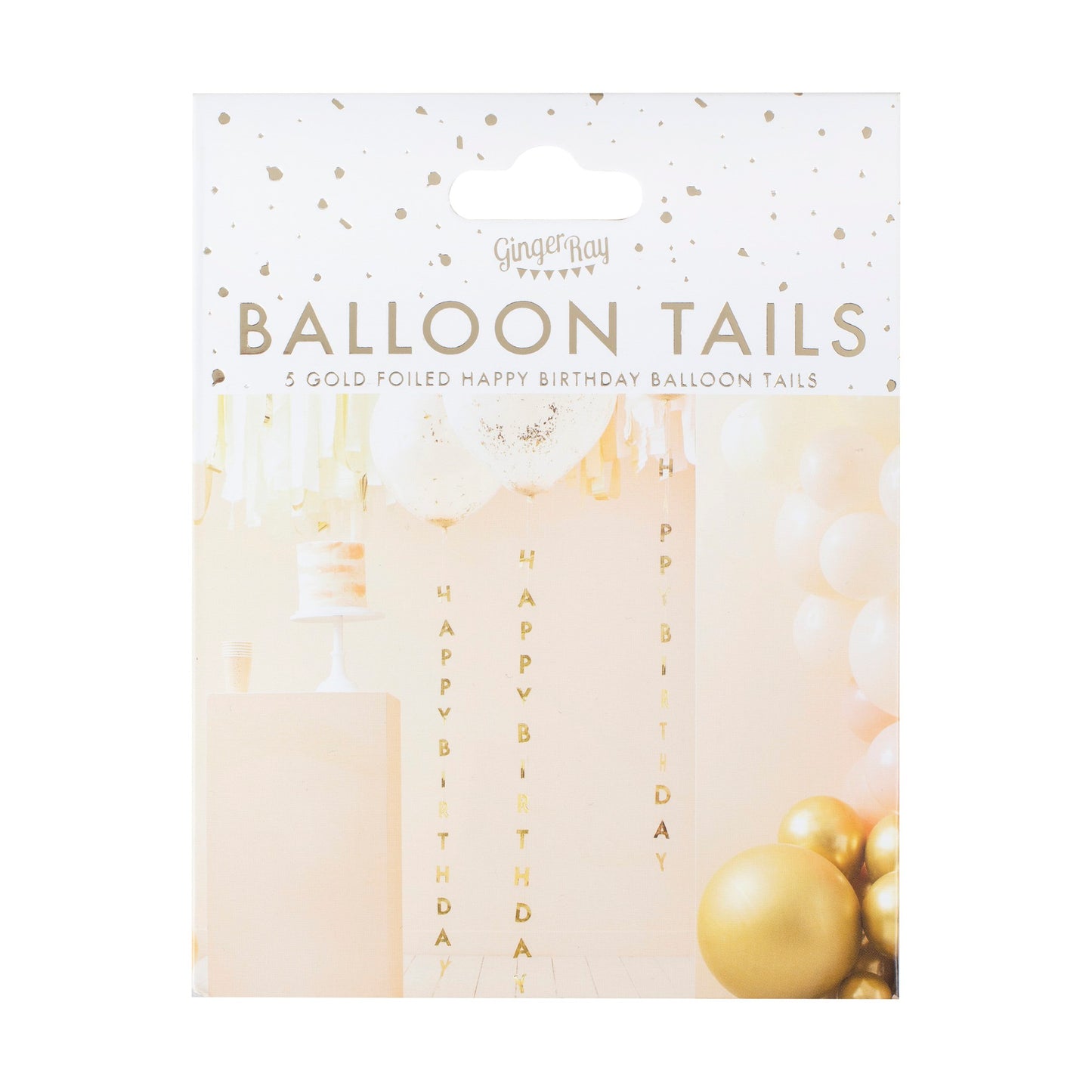 Happy Birthday Balloon Tails gold