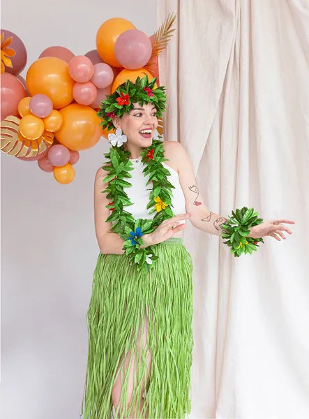 Hawaiianisches Set, grün, Erwachsene, Einheitsgröße