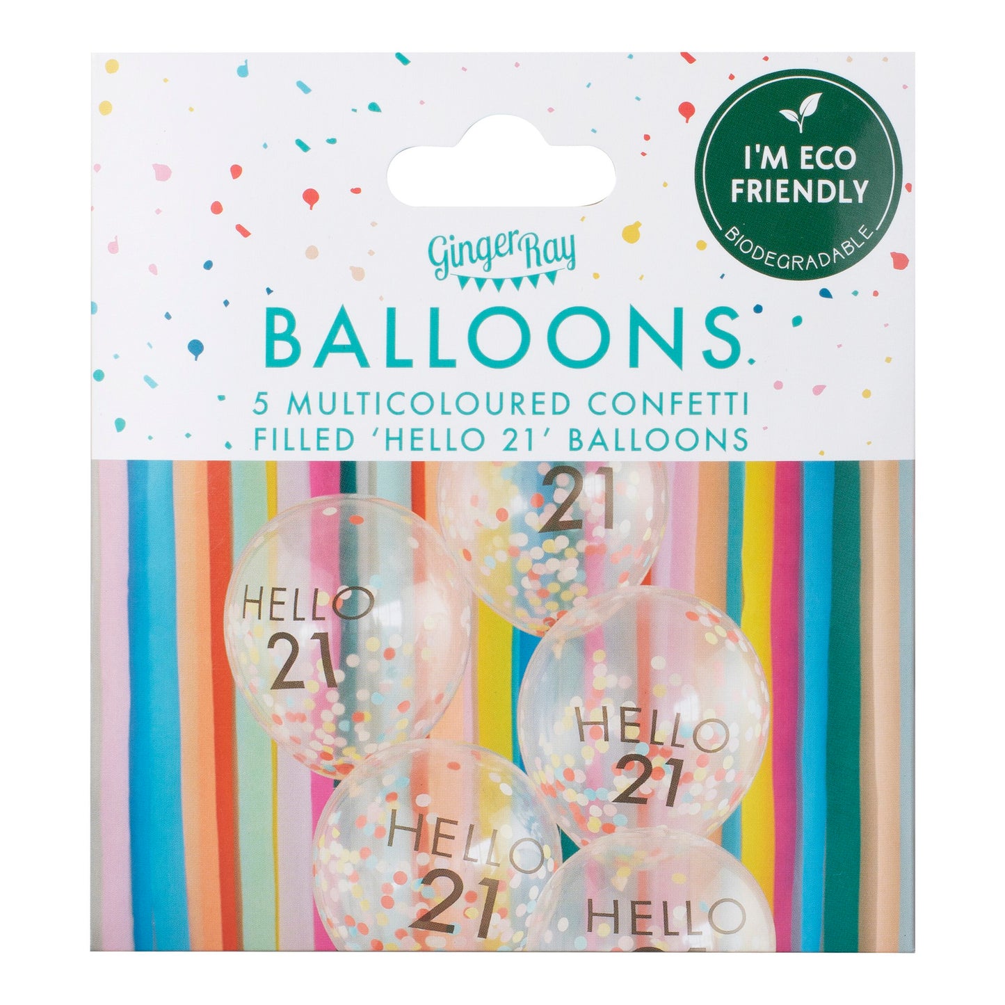 Konfetti Zahlen Ballon Hallo, Regenbogen