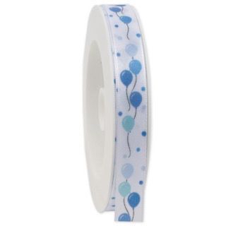 Band bedruckt 15mmx2,5m, Little Ballons blau