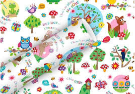 Geschenkpapier Funny Forest weiß 2mx70cm