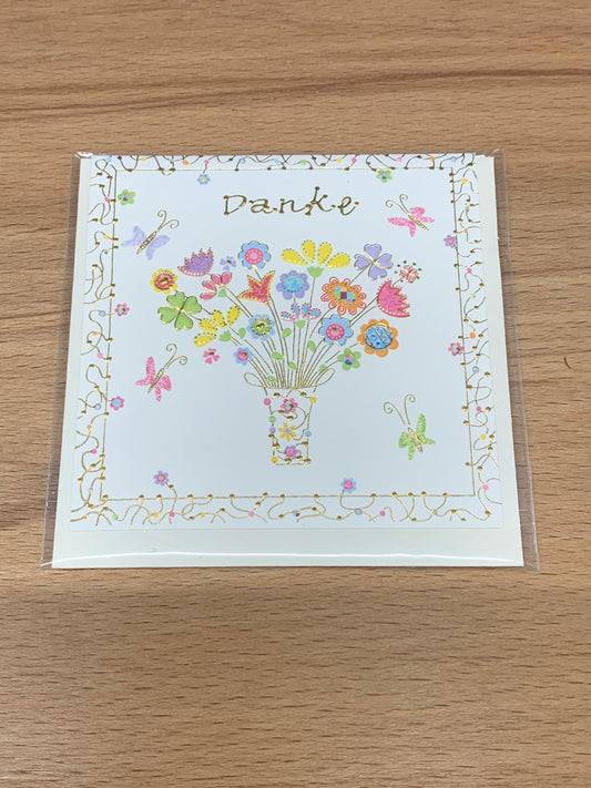 Minikarte Danke Vase mit Blumen