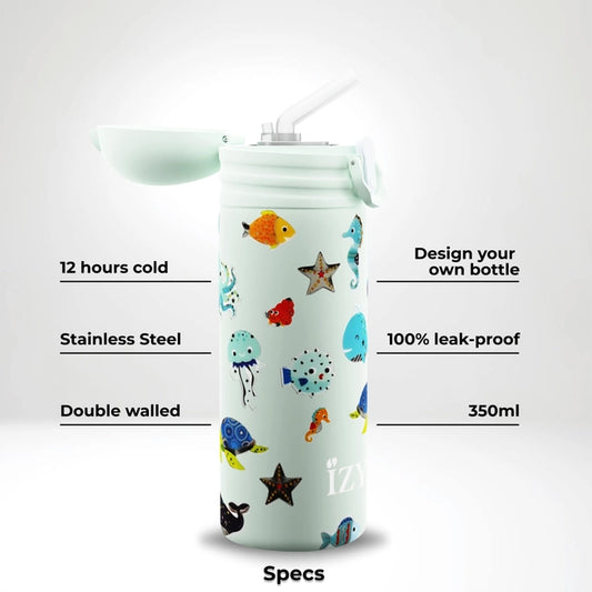 IZY KIDS - 350 ml - Green Sea Life - Thermoskanne/isoliert