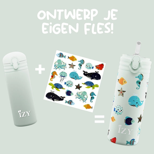 IZY KIDS - 350 ml - Green Sea Life - Thermoskanne/isoliert