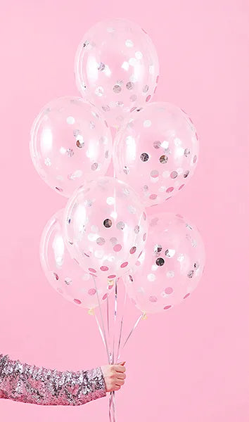 Konfetti-Ballons - Kreise, 30cm, silber