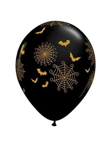 Latexballon Spider Web and Bats Black