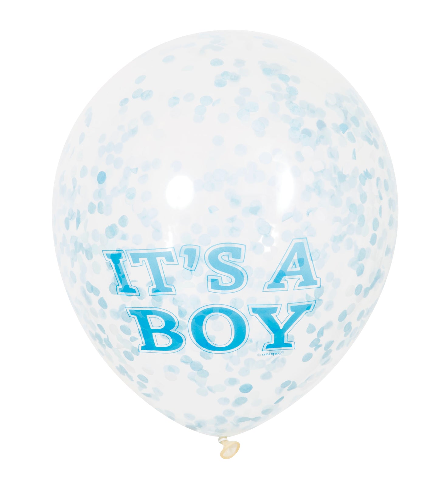 Latexballons, It's a Boy, 6 Stk, transparent, Konfetti, hellblau