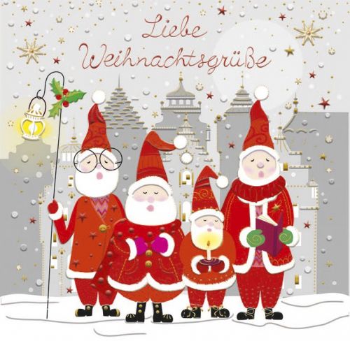 Minikarte singende Weihnachtsmänner