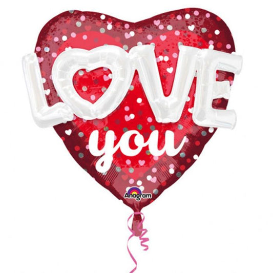 Folienballon Multi Love Hearts & Dots 91 cm x 91 cm