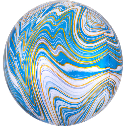 Folienballon, Orbz Marblez Blue 38 cm x 40 cm