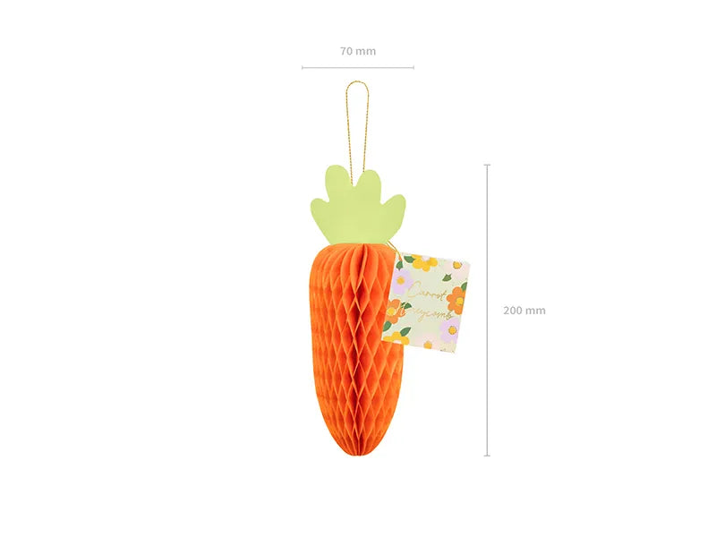 Papier-Dekoration honeycomb Karotte, Orange, 20 cm