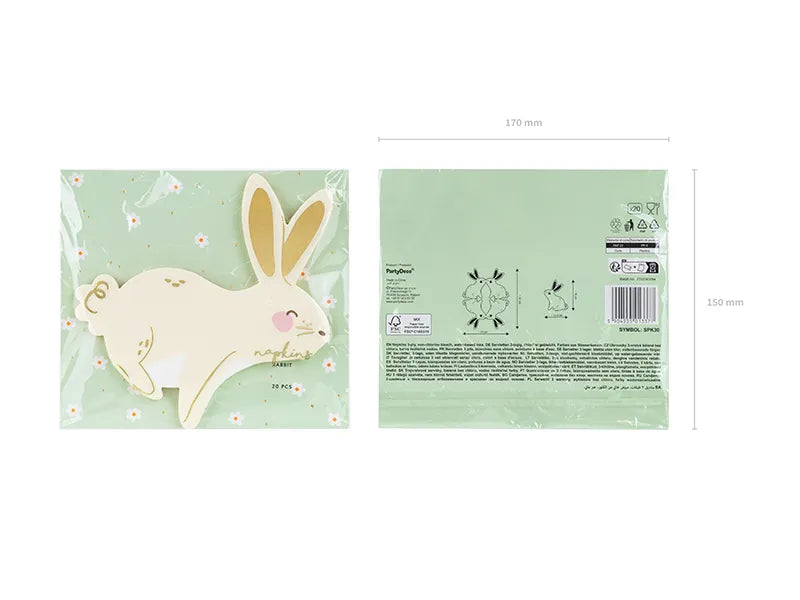 Papierservietten Bunny, mix, 12.5x16 cm