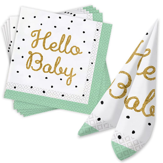 Papierservietten Hello Baby, 16er Pack, 33cm x 33cm