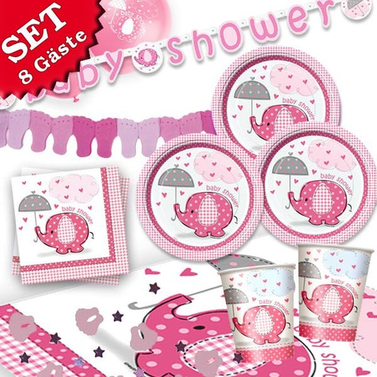 Partyset Baby-Shower Girl 8 Kids, 44tlg