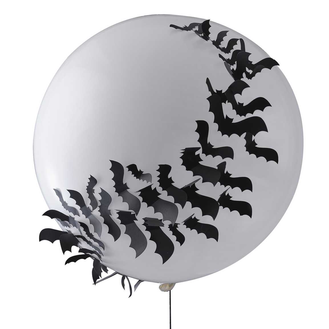 Riesiger weißer Halloween-Ballon mit 3D-Fledermäusen