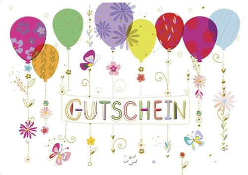 Schöne Gutscheinkarte mit farbigen Luftballons