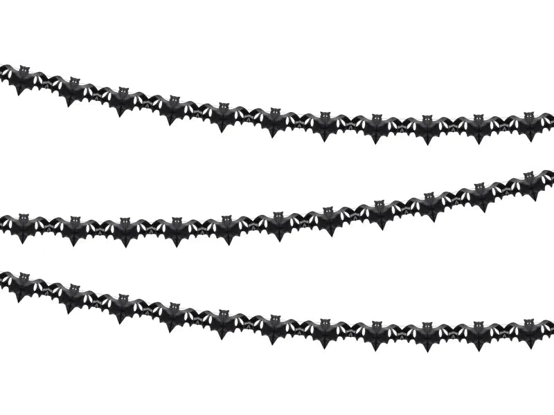 Seidenpapier-Girlande Fledermäuse, schwarz, 4m