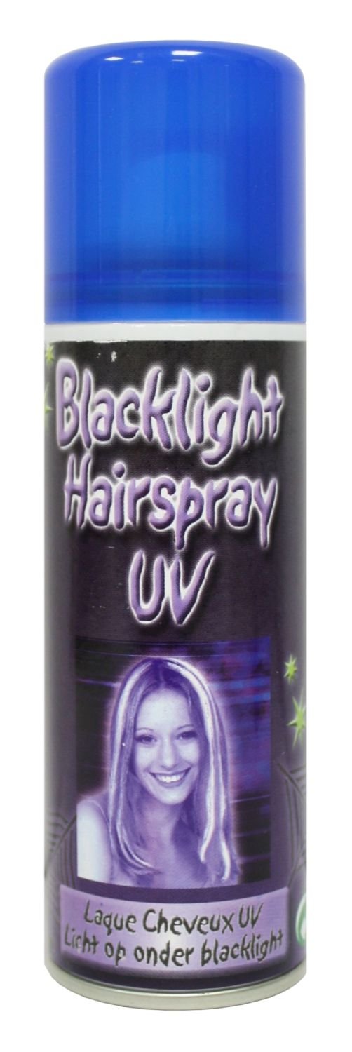 UV-Haarspray, leuchtet im Schwarzlicht