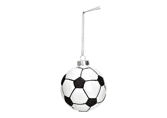 Weihnachtshänger Fußball aus Glas, Schwarz/Weiß