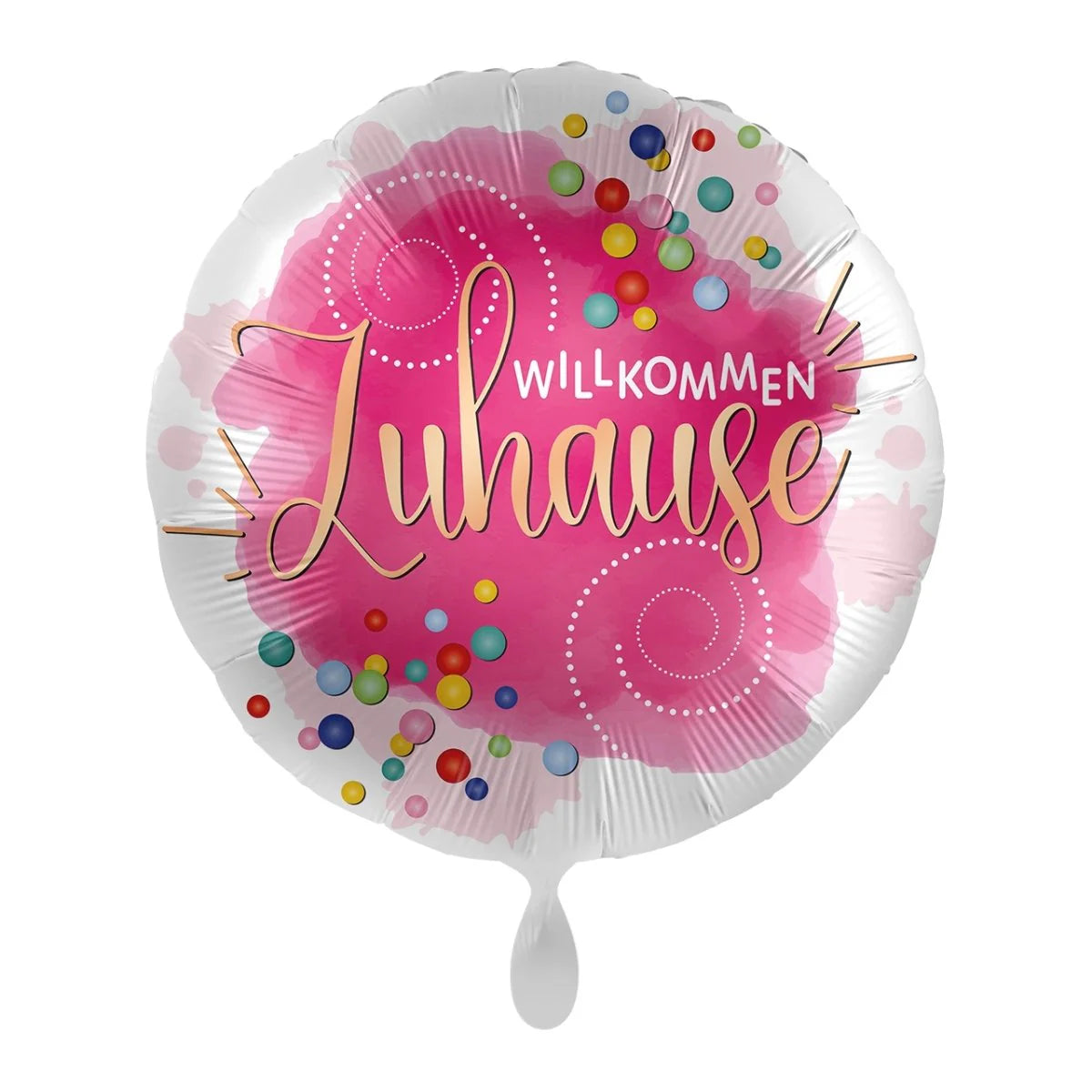 Folienballon rund, Willkommen Zuhause, 34 cm