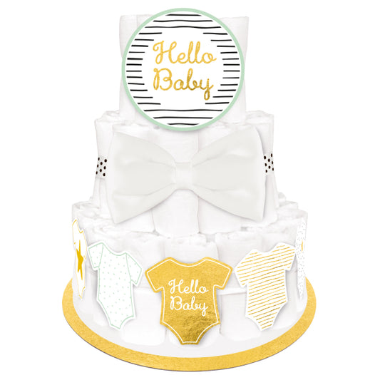 Windeltorte-Deko-Set Hello Baby 4-teilig