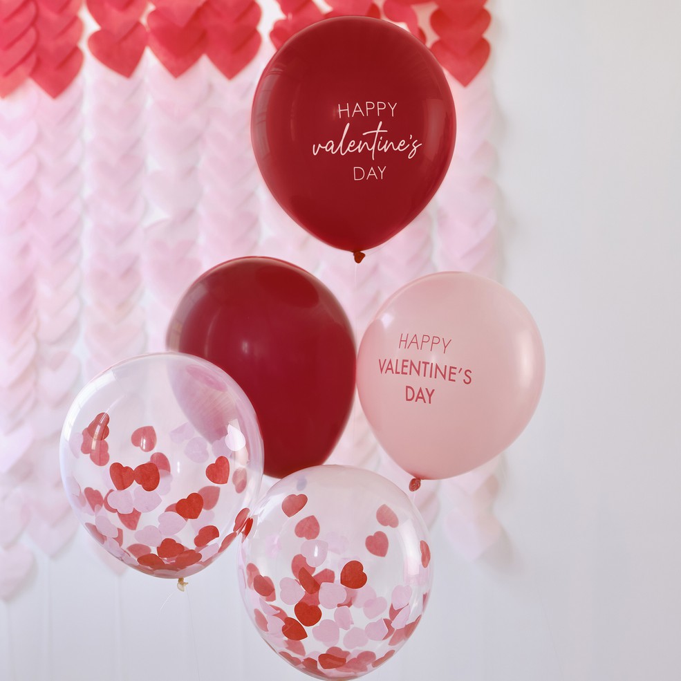 Rosa, rotes und Konfetti-Ballonpaket zum Valentinstag